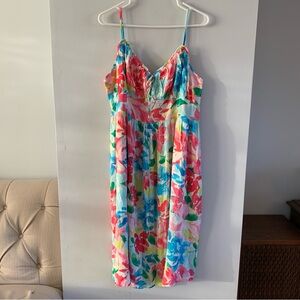Floral Midi Dress Tropical Spaghetti Straps Sleeveless Old Navy XL Petite